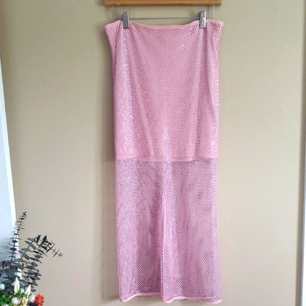 Alice + Olivia Pink Maxi Jeweled Maxi Skirt